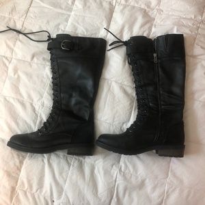 Tall Black Combat Boots Size 8